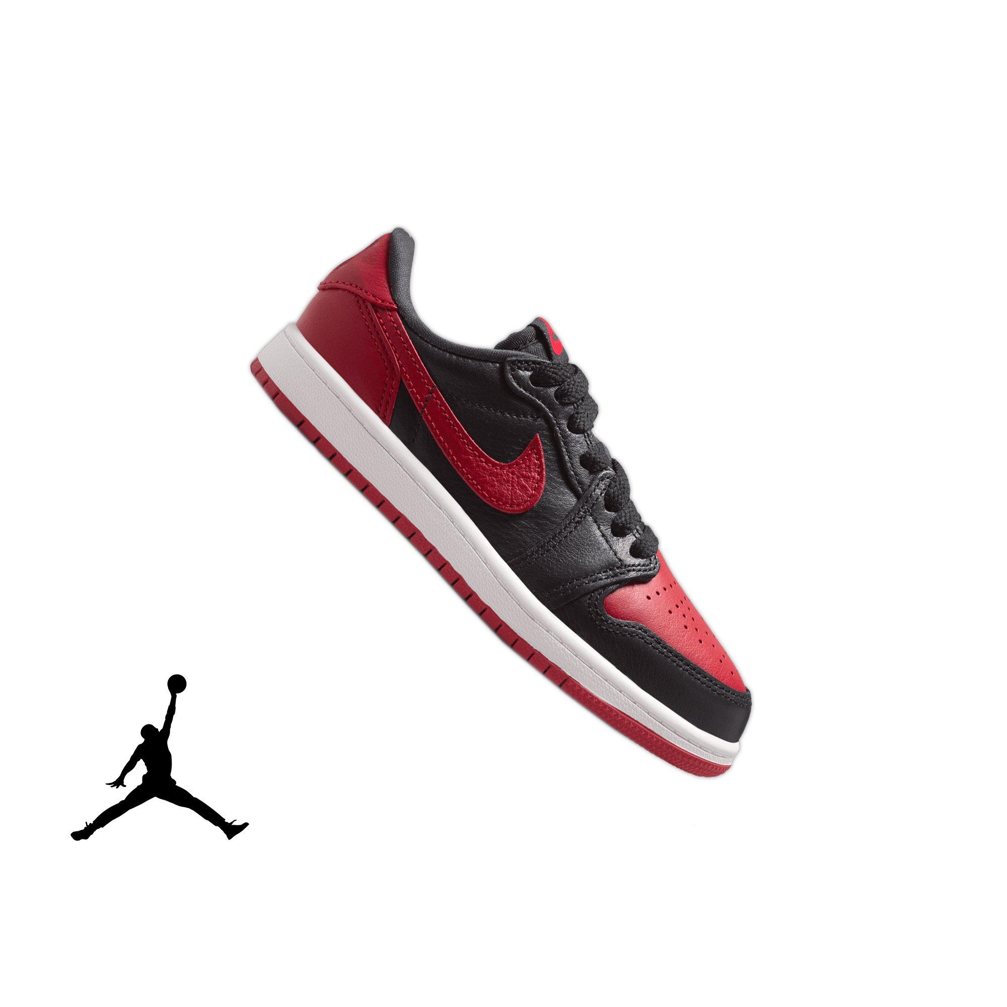 Jordan 1 Low OG "Banned" Preschool Kids' Shoe - BLACK/VARSITY RED/SUMMIT WHITE